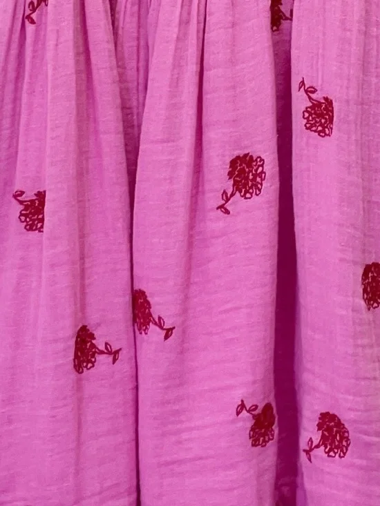 NWT Free People Tory Embroidered Mini Dress Pink Smocked Floral Boho Size Large - Picture 5 of 16